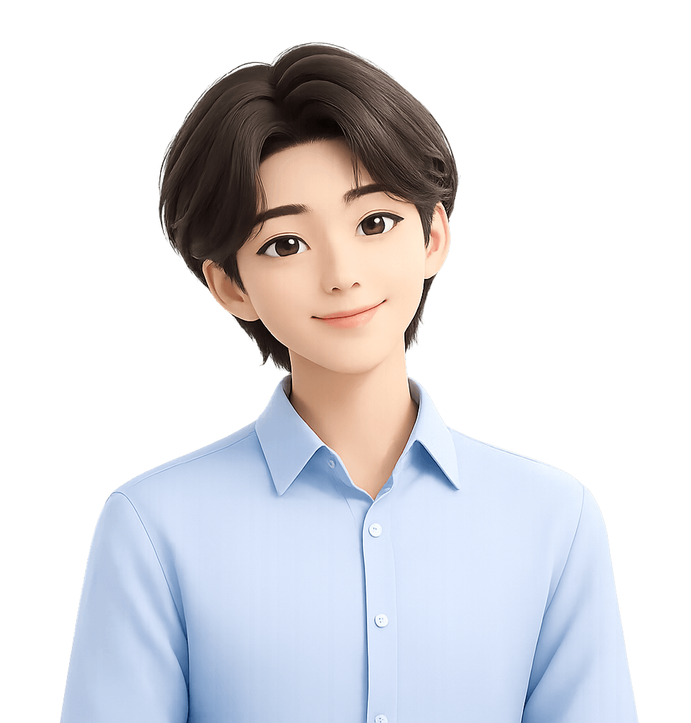 AI 면접관 아바타 — 온화한 표정으로 고개를 끄덕이는 모습